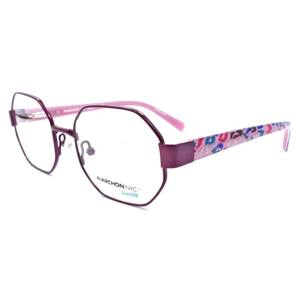 Marchon M-7001 505 Kids Girls Eyeglasses Frames Octagon 46-17-130 Plum